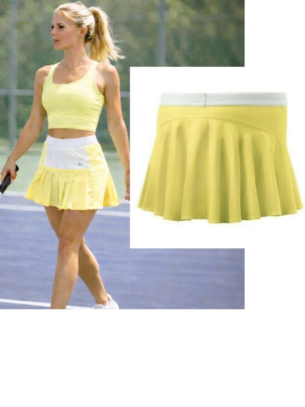 NWT Adidas Stella McCartney Tennis Skirt Pleated M Medium white yellow